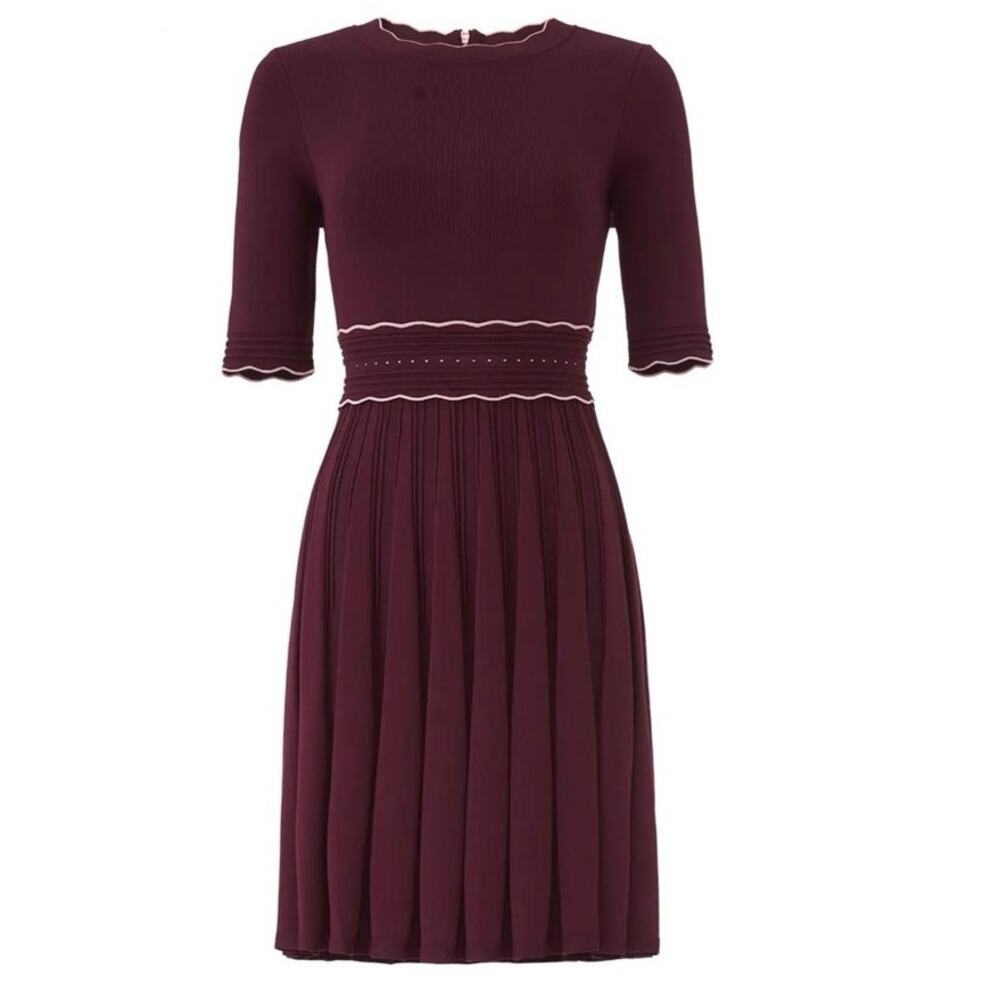 Ted Baker Dorlean Scallop Trim Kinit Skater Dress Size 5 US 12